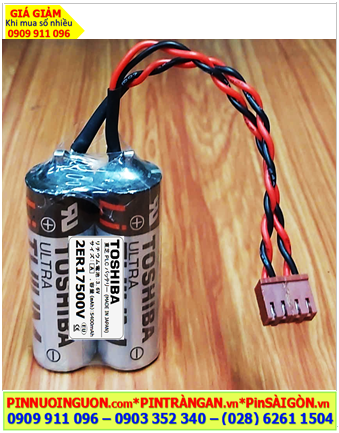 Toshiba 2ER17500V (2 viên ghép đôi); Pin nuôi nguồn PLC Toshiba 2ER17500V lithium 3.6v 5400mAh /X.xứ NHẬT